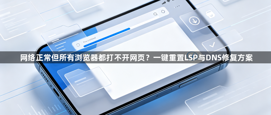 网络正常但所有浏览器都打不开网页？一键重置LSP与DNS修复方案1