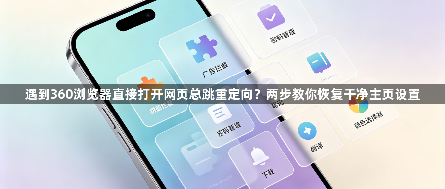遇到360浏览器直接打开网页总跳重定向？两步教你恢复干净主页设置1